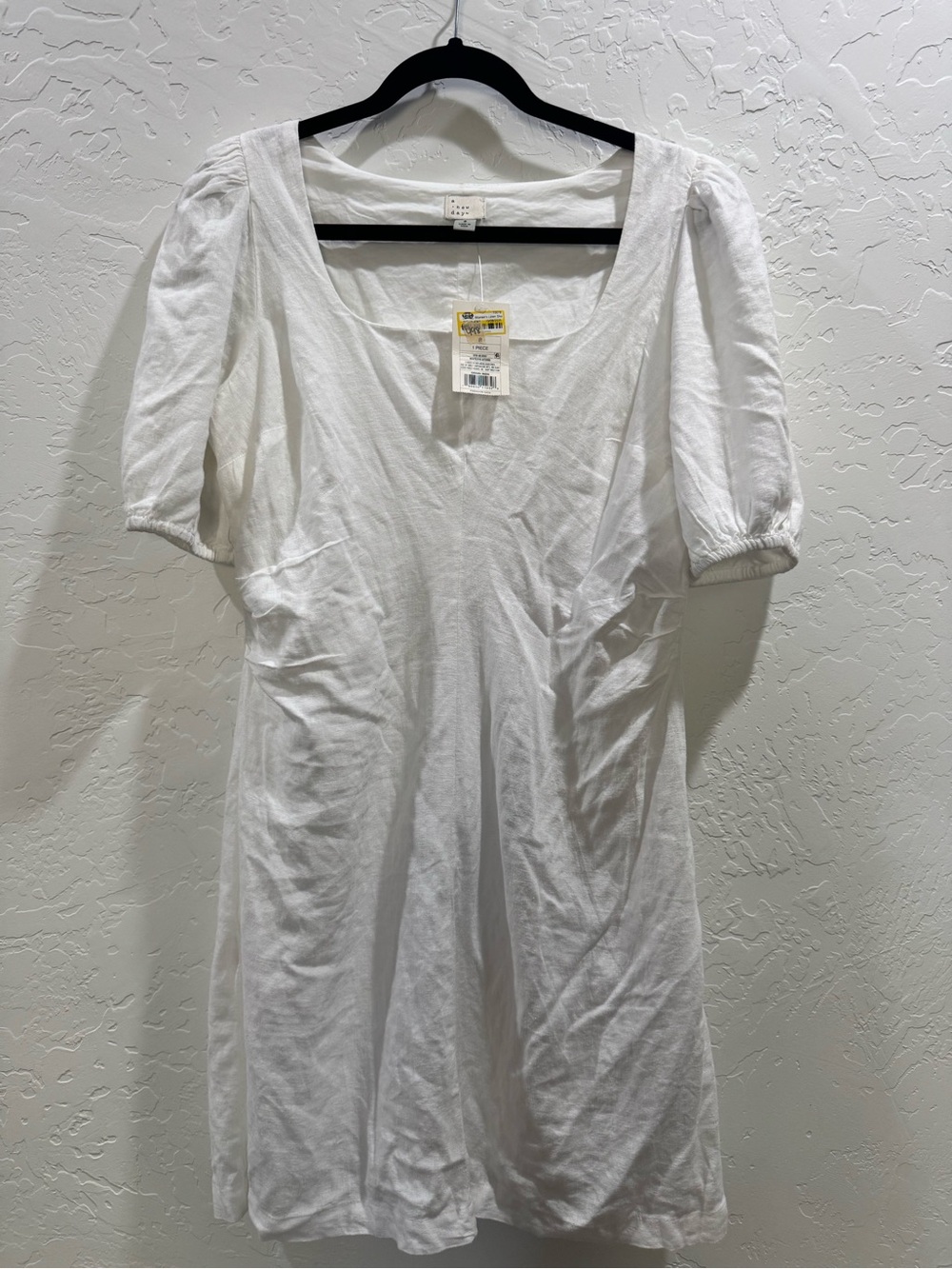 a new day White NWT linen blend dress, size 8